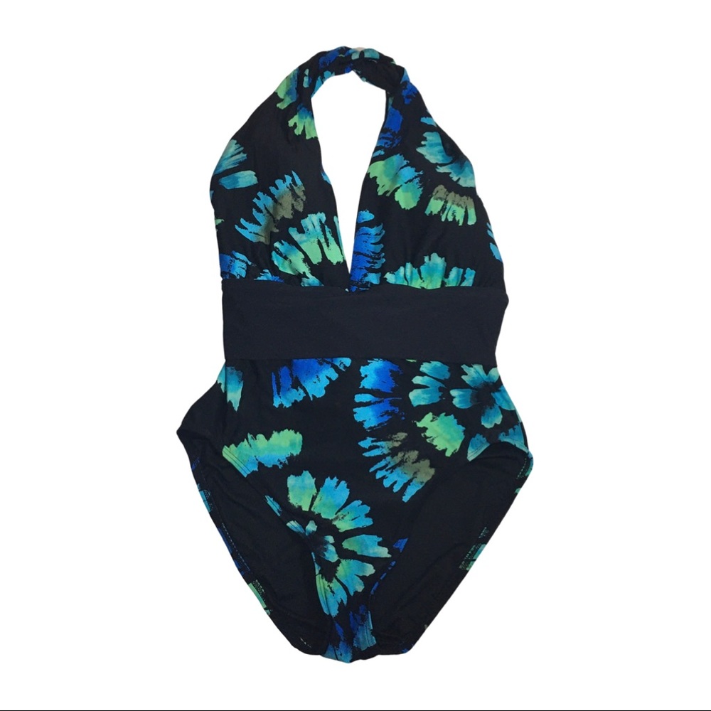 Carmen Marc Valvo Halter 1 Piece Swimsuit Size 10